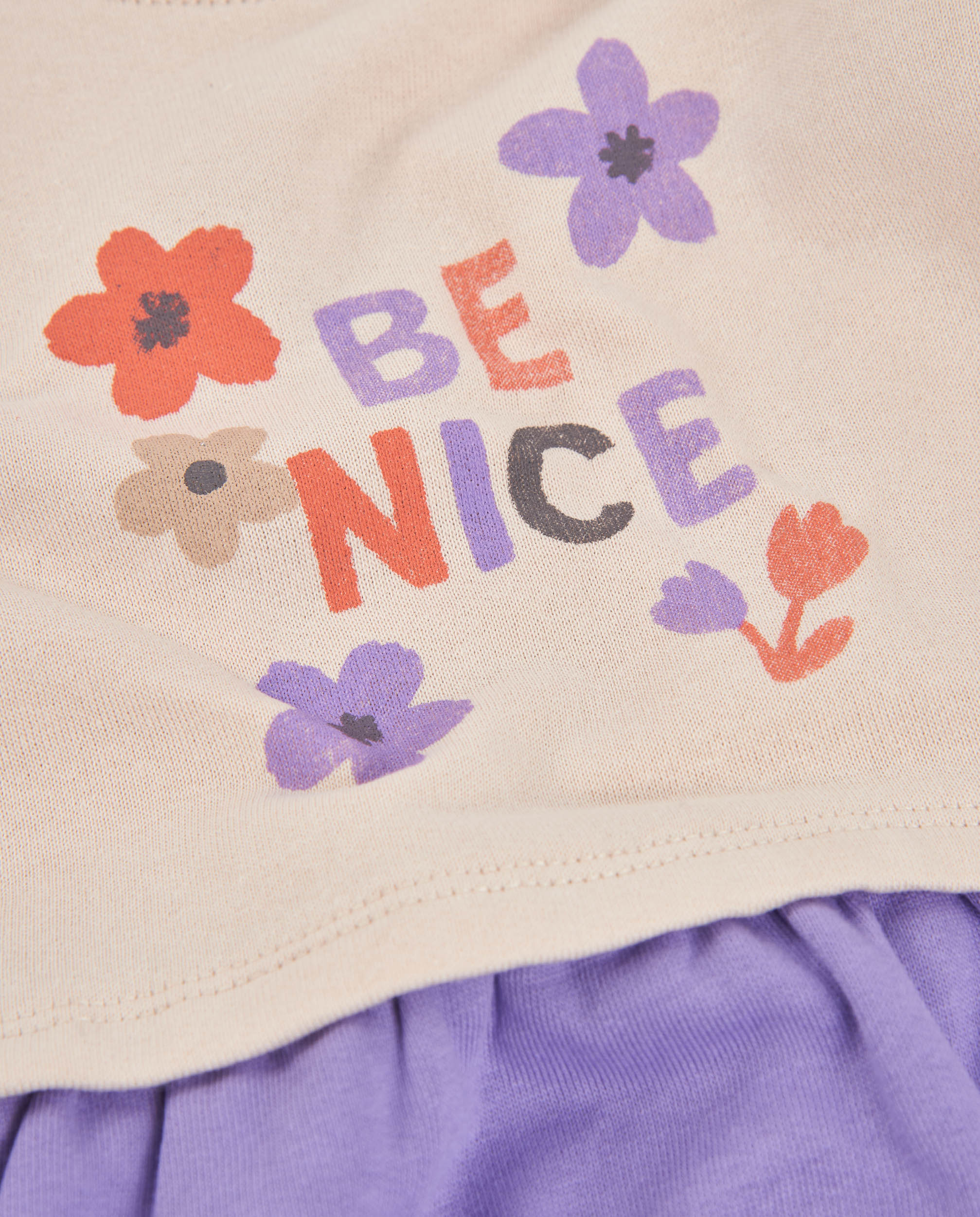 Tuc Tuc vestito bambina pile beige lilla maniche lunghe