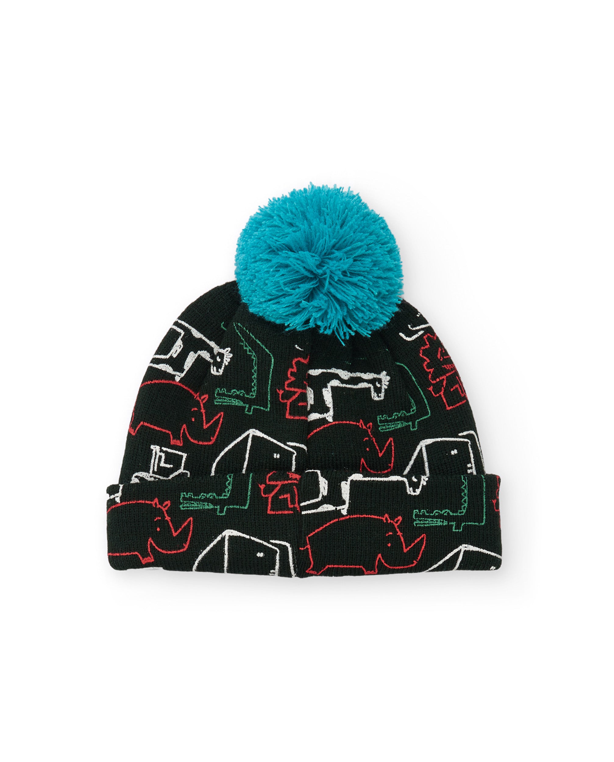 Tuc Tuc cappello bambino lana verde animali con pon pon