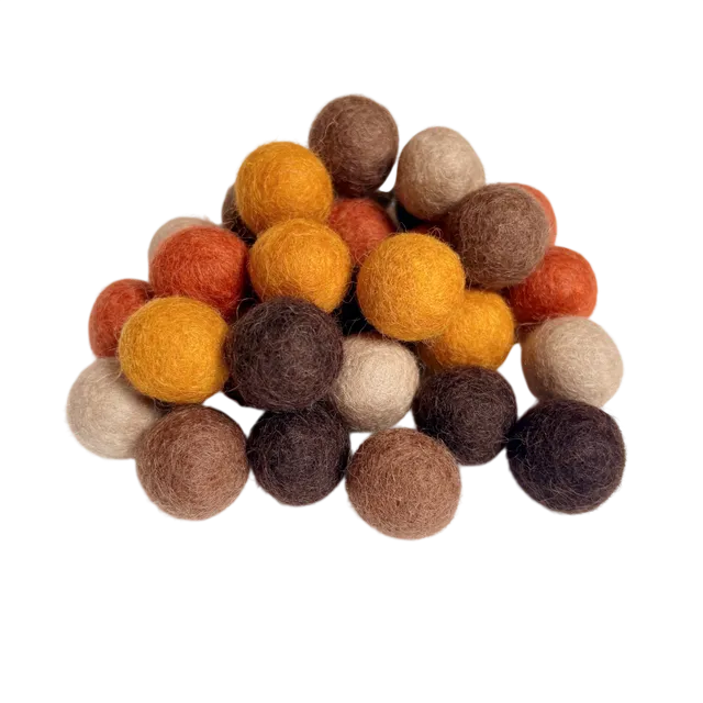 Palline in feltro di lana autunno 2 cm 30 pezzi