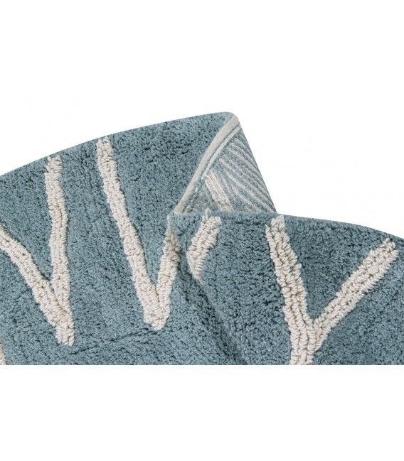 Lorena Canals Round ABC Vintage Blue tappeto lavabile 150 cm
