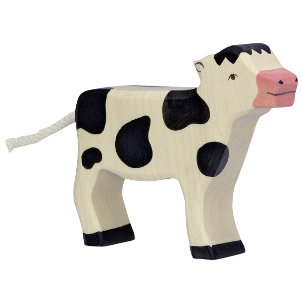 Holztiger Vitello pezzato figura legno dipinta a mano