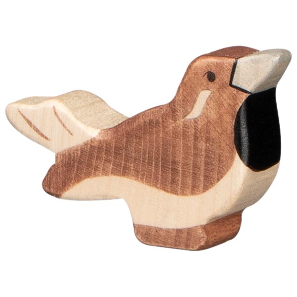Holztiger Passerotto figura in legno uccellino