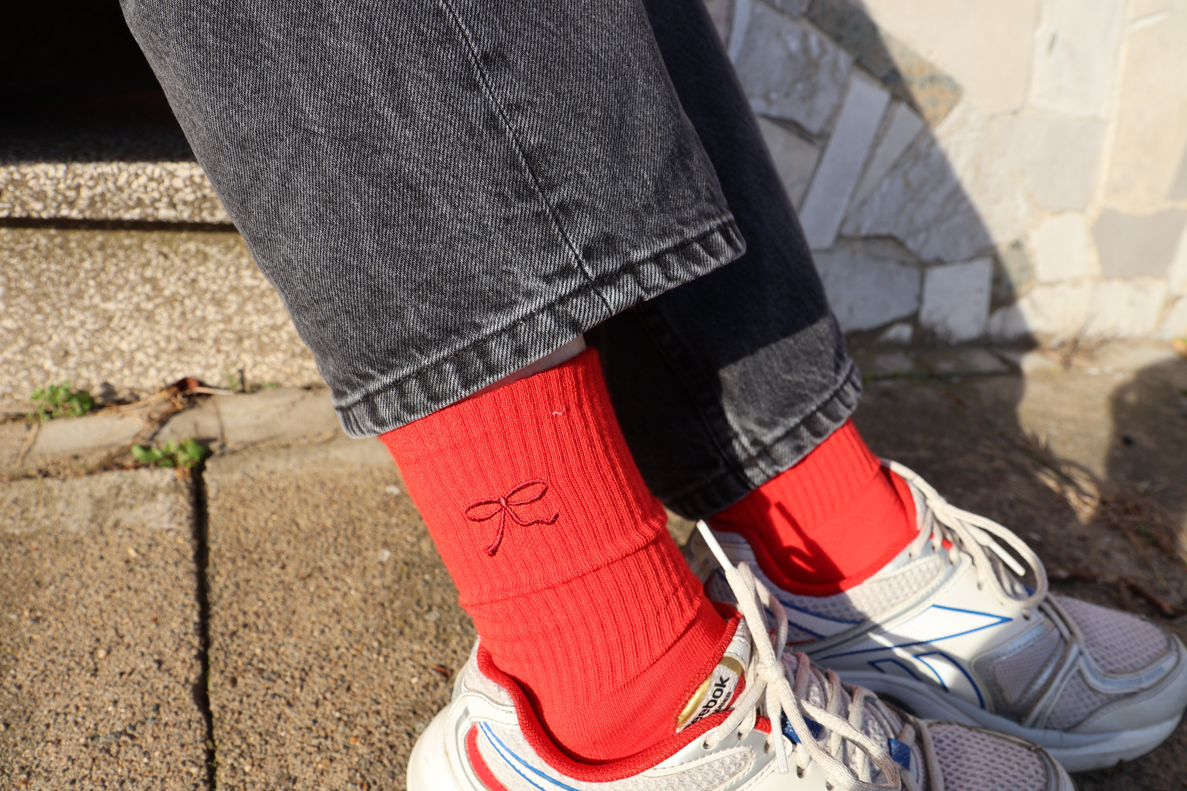 Ella and Rapha Bow calzini rossi cotone taglia 37-41