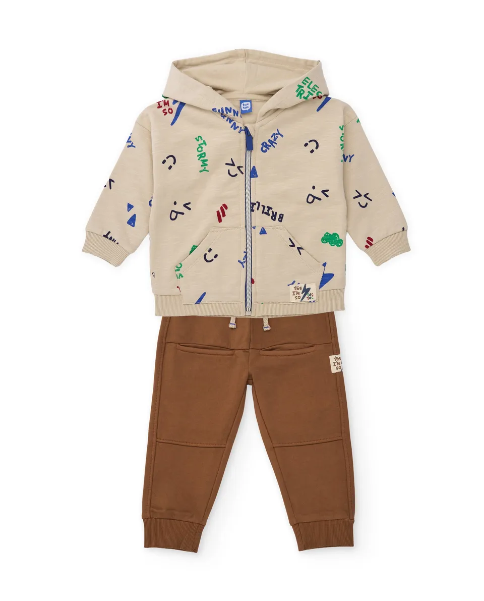 Tuc Tuc tuta bimbo felpa beige con cappuccio