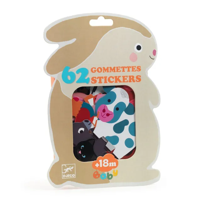 Djeco Big Stickers Fattoria primi adesivi 62 pezzi
