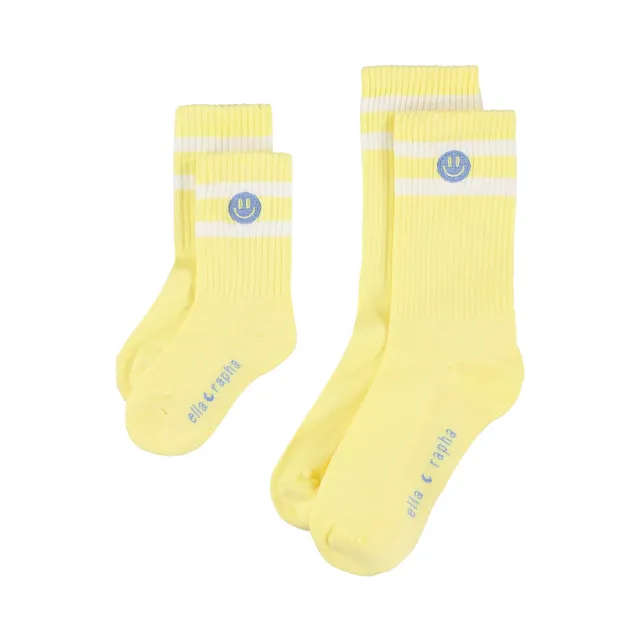 Ella and Rapha Smiley calzini bimbi giallo burro cotone