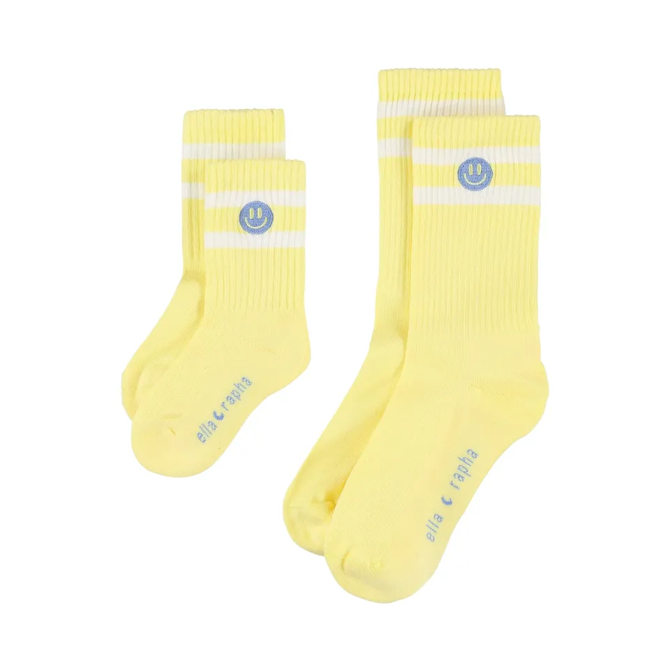 Ella and Rapha Smiley calzini bimbi giallo burro cotone