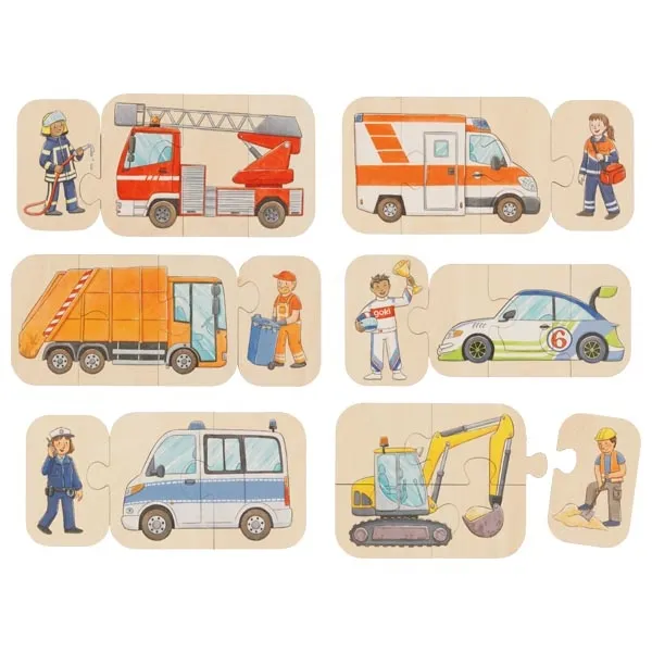 Goki 6 Automezzi puzzle legno 24 pezzi