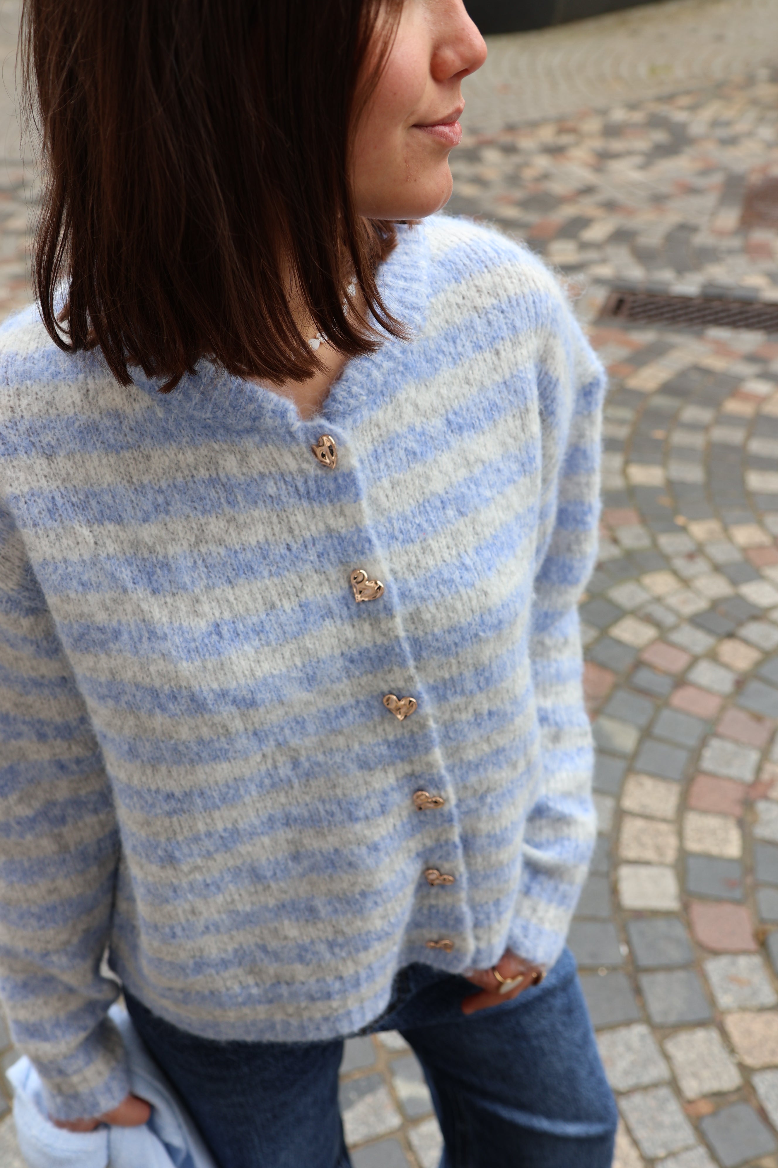 Ella and Rapha Striped cardigan donna blu a righe