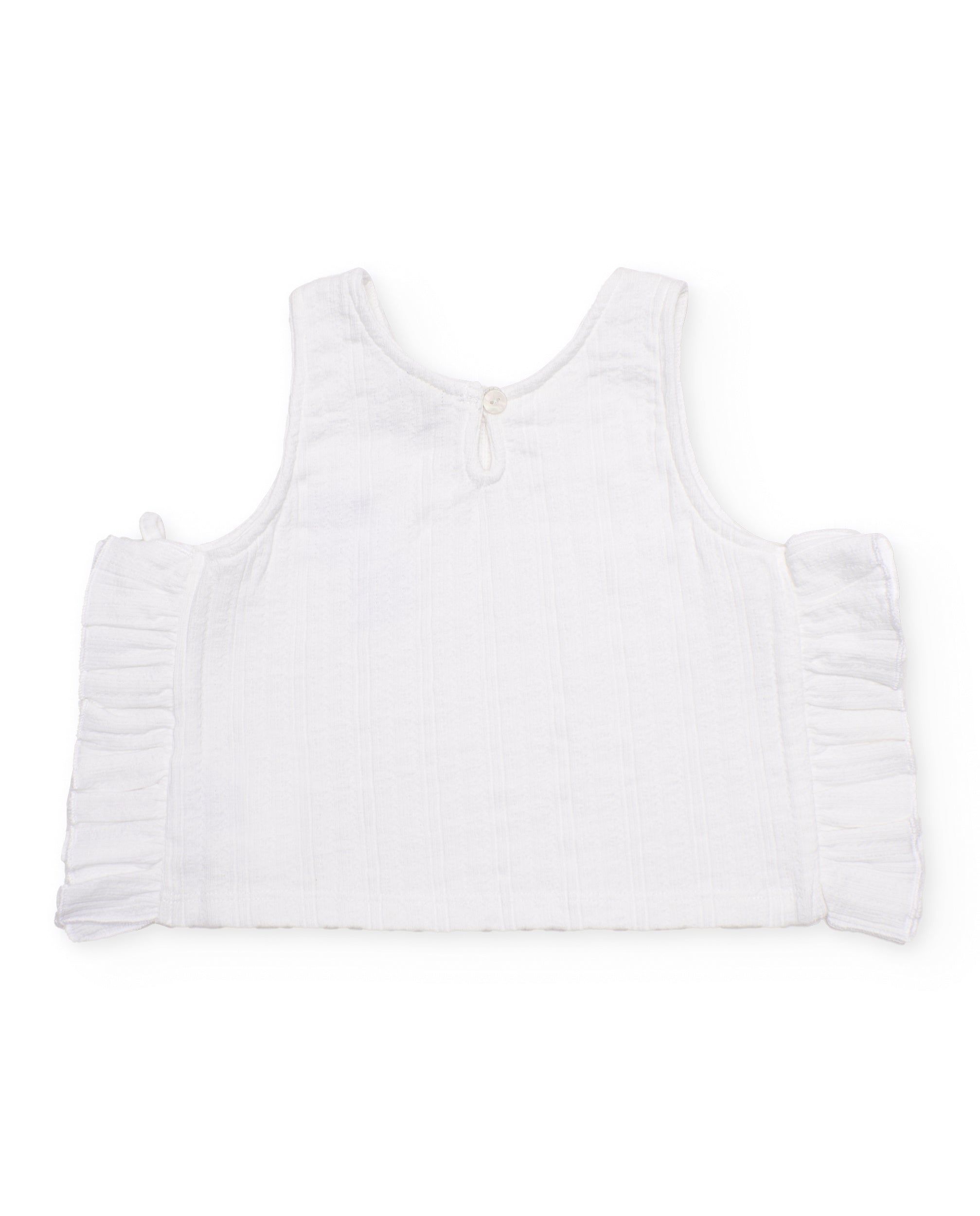 Tuc Tuc top bimba bianco paillettes blu con lacci
