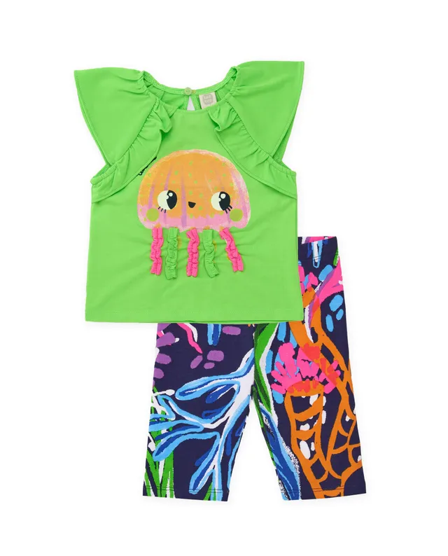 Tuc Tuc completo bambina verde maglia e leggings