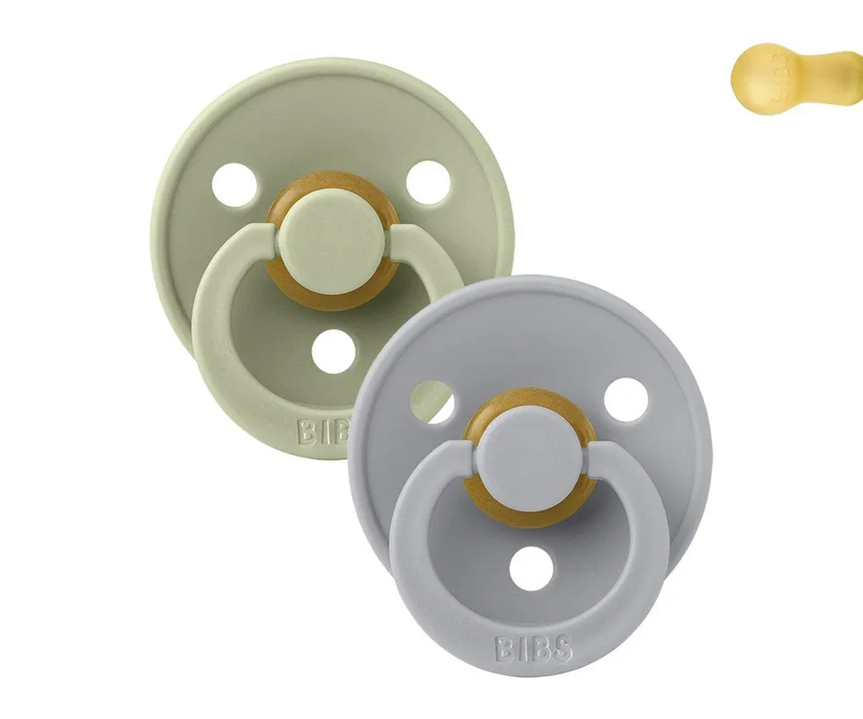 BIBS Colour Round ciuccio caucciù pack 2 sage cloud