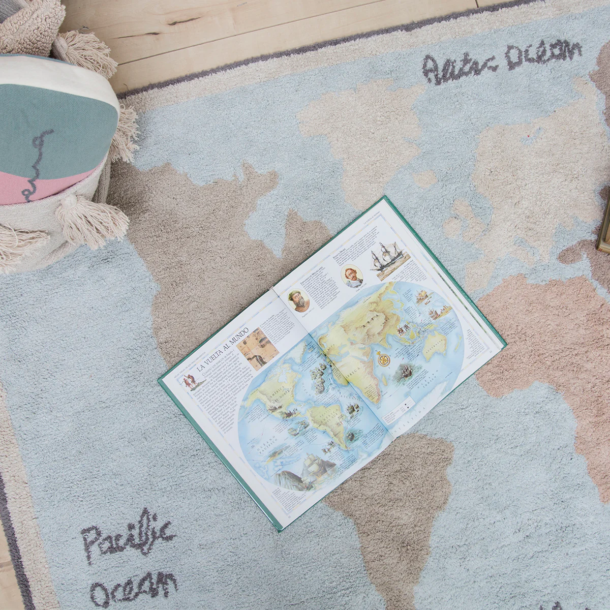 Lorena Canals Vintage Map tappeto 140×200 cotone lavabile