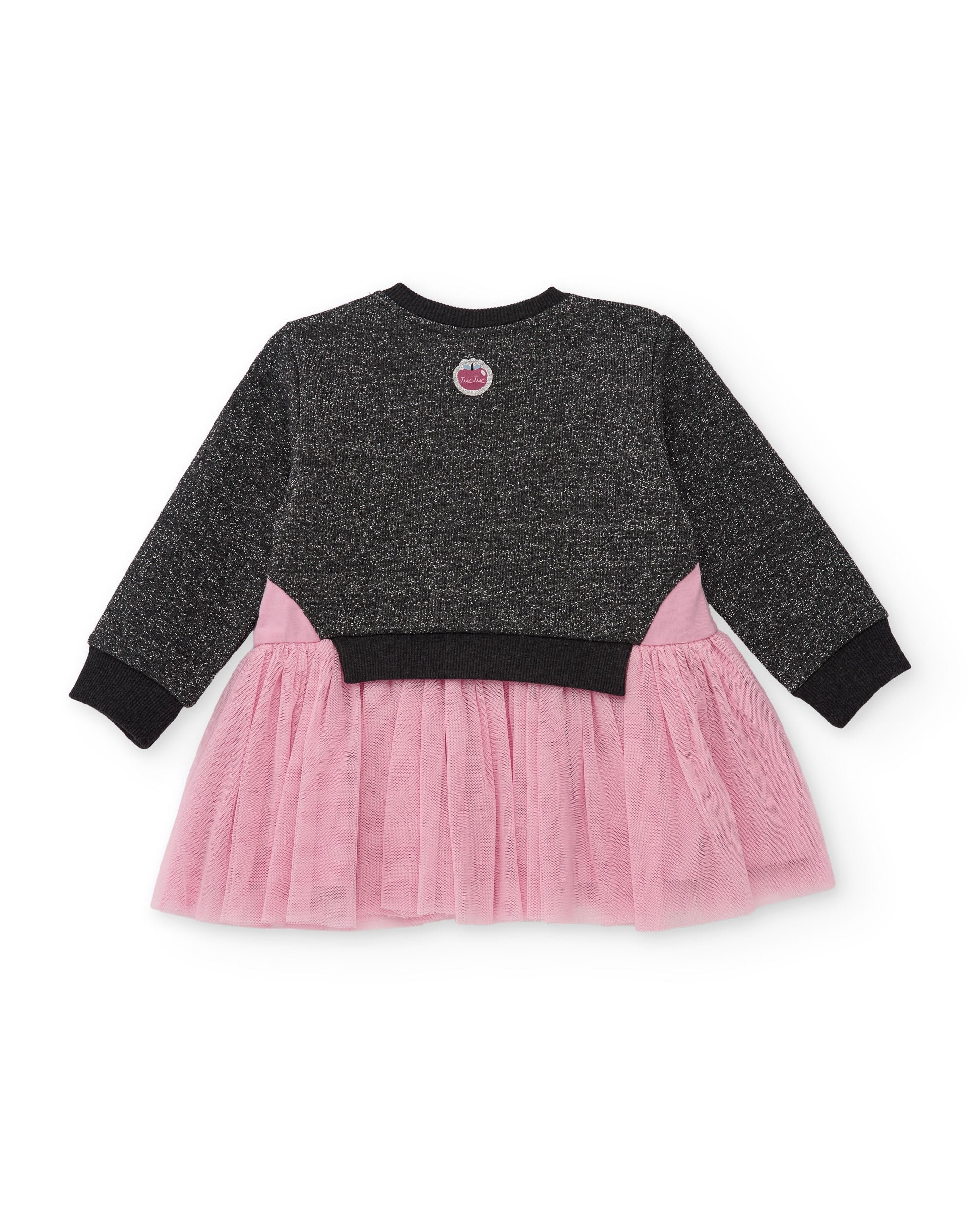 Tuc Tuc NY Fun vestito bambina grigio felpa paillettes tulle