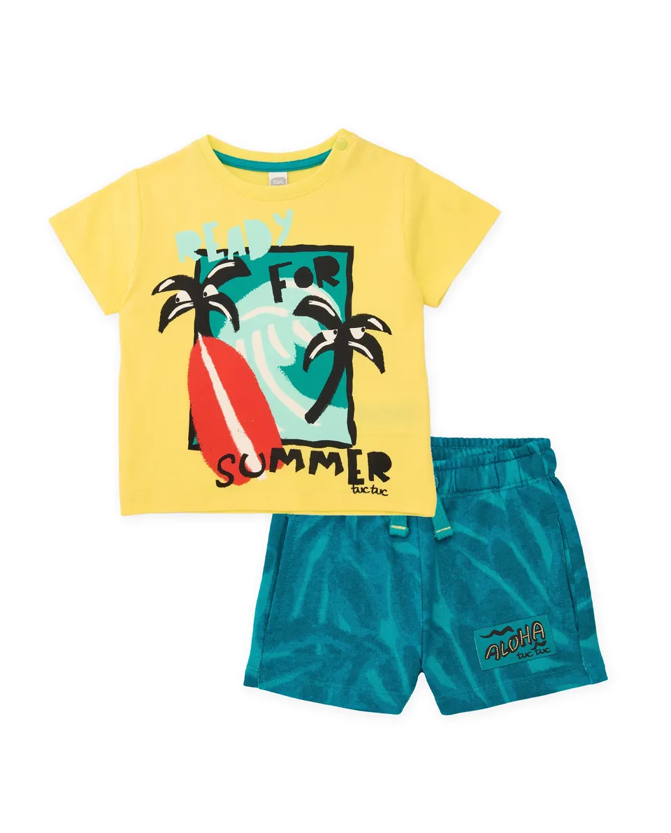 Tuc Tuc completo bambino giallo maglia shorts estate