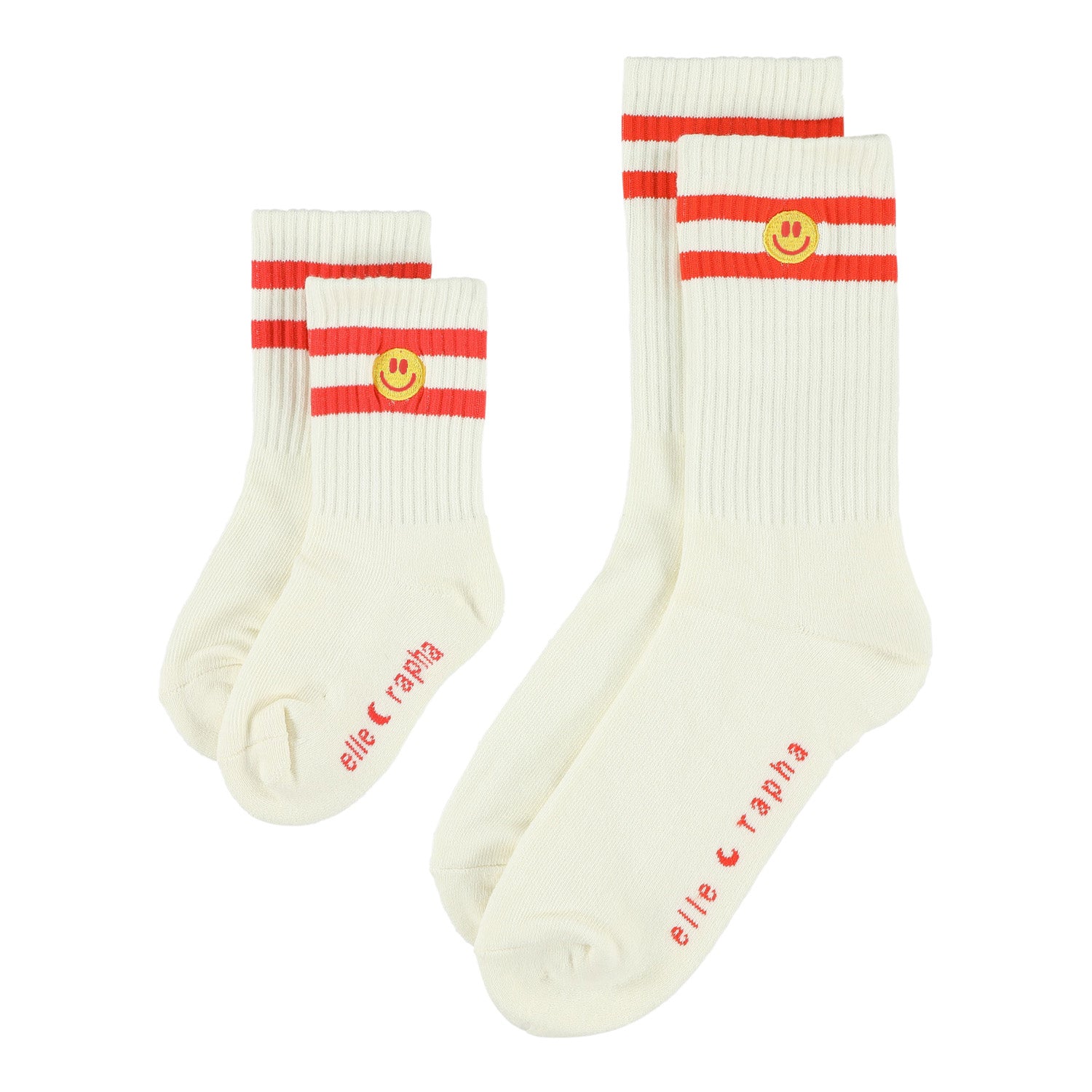 Ella and Rapha Smiley calzini bianco sporco cotone
