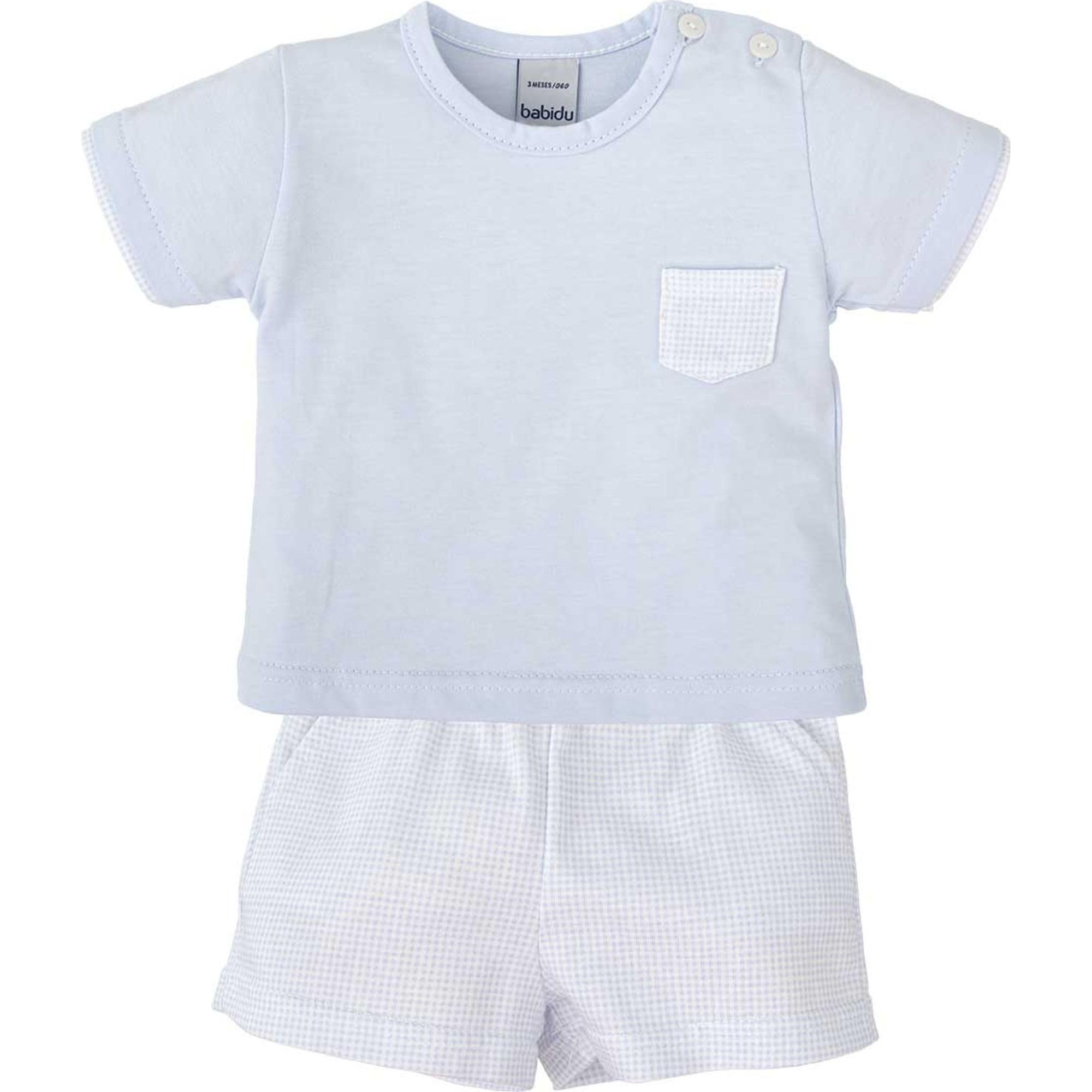 Babidu Set Neonato Vichy Corto Azzurro 3 Anni Cotone
