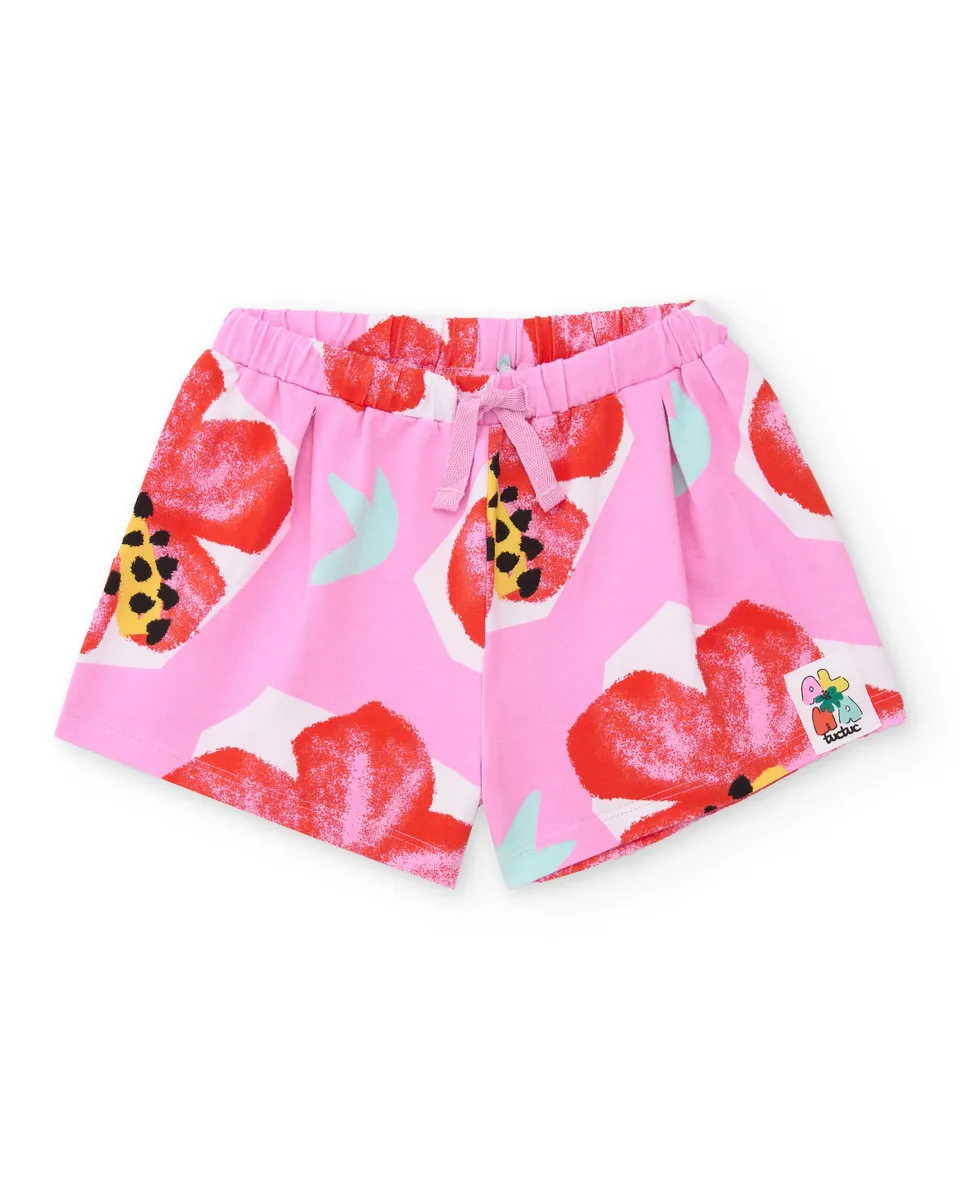 Tuc Tuc shorts bambina fiori jersey rosa
