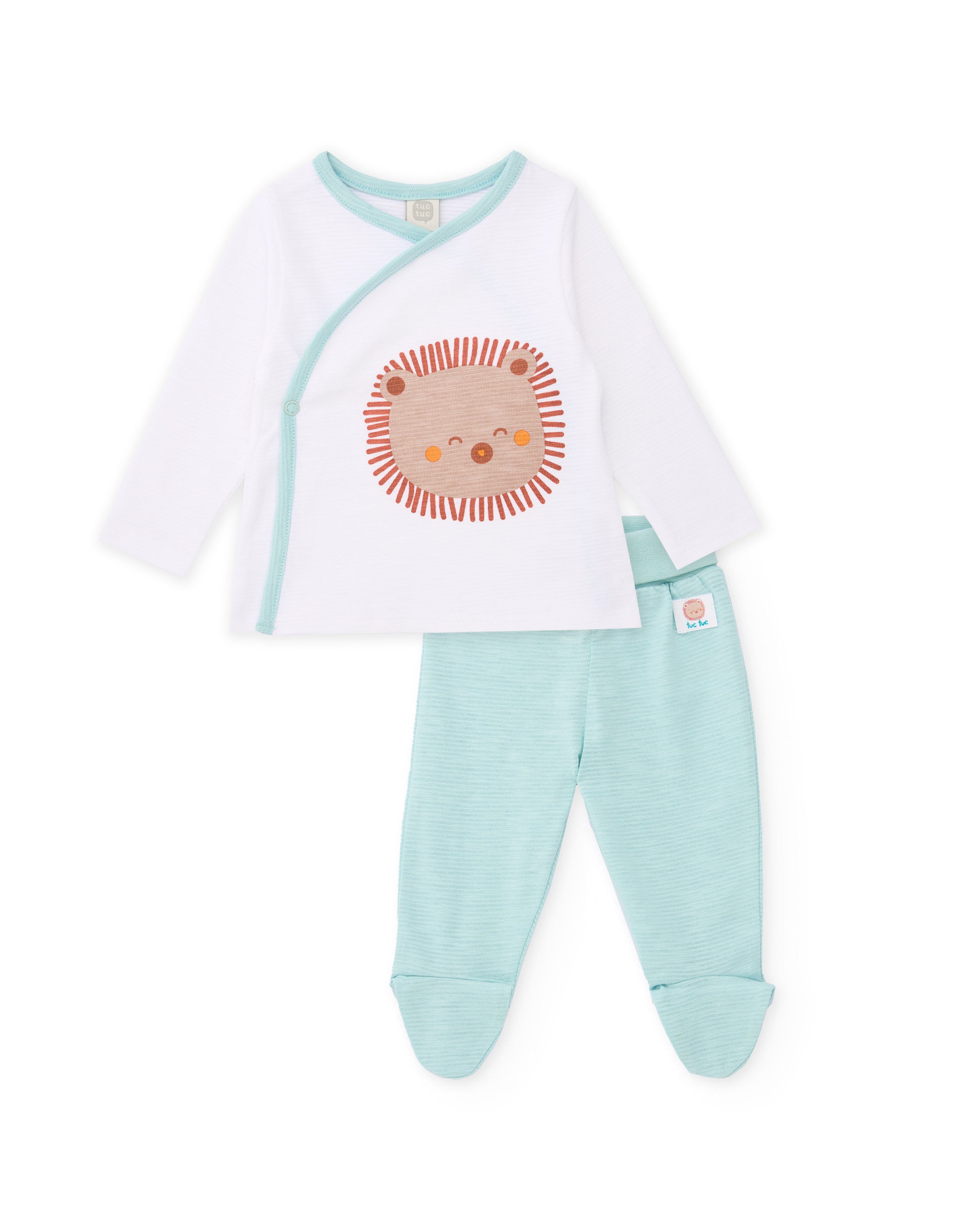 Tuc Tuc completo neonato bimbo bianco leone 2 pezzi