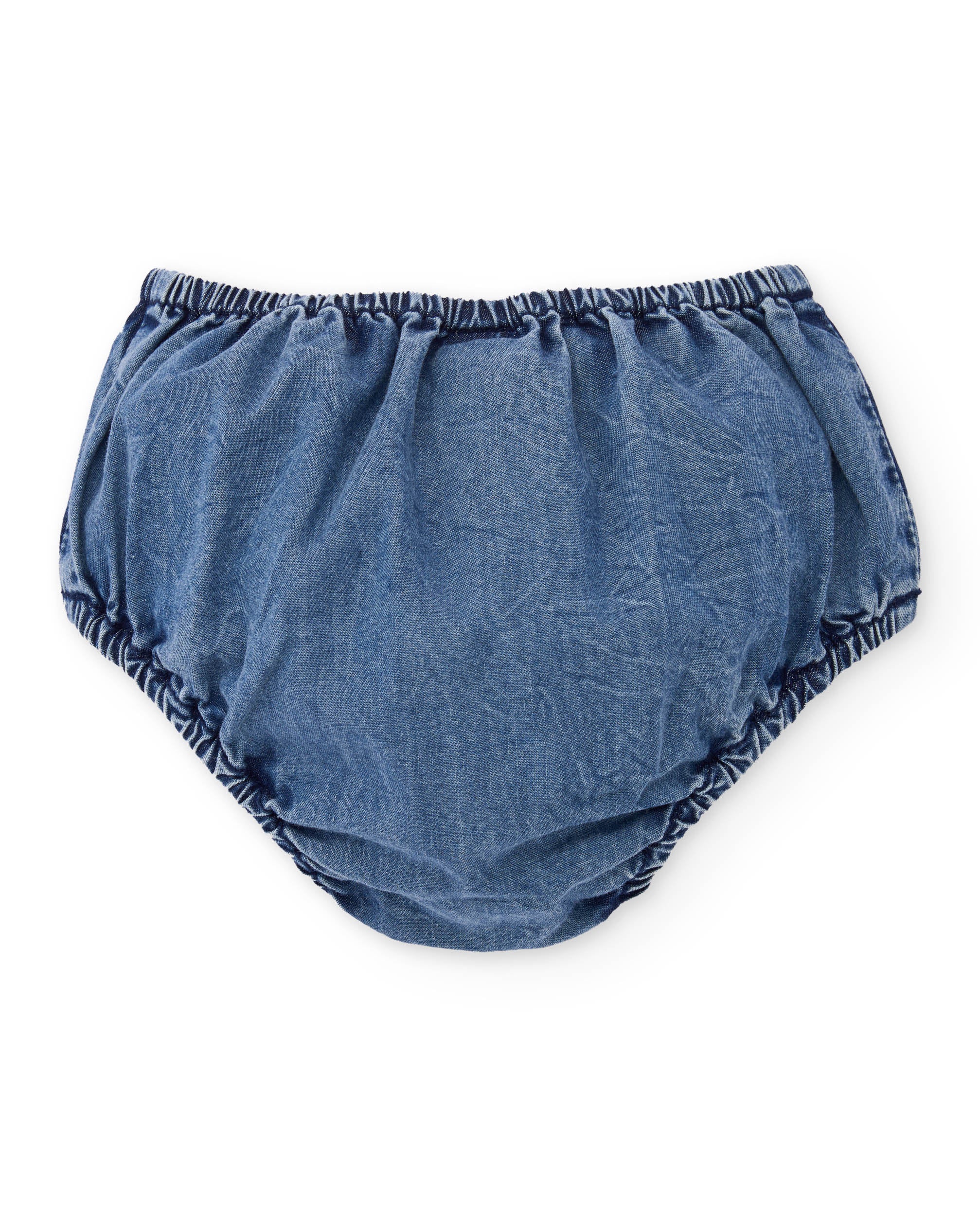 Tuc Tuc vestito jeans neonata con culotte fiori ricamati