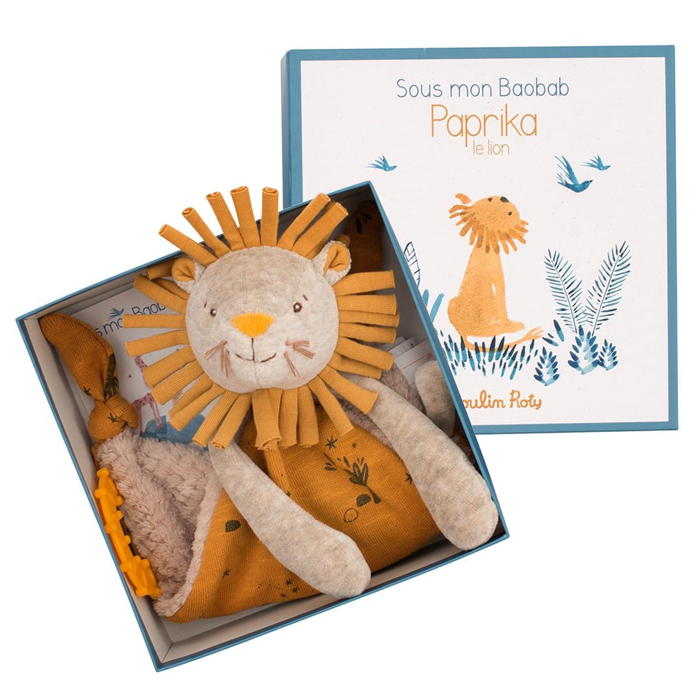 Moulin Roty Sous mon Baobab Leone doudou porta ciuccio dentizione