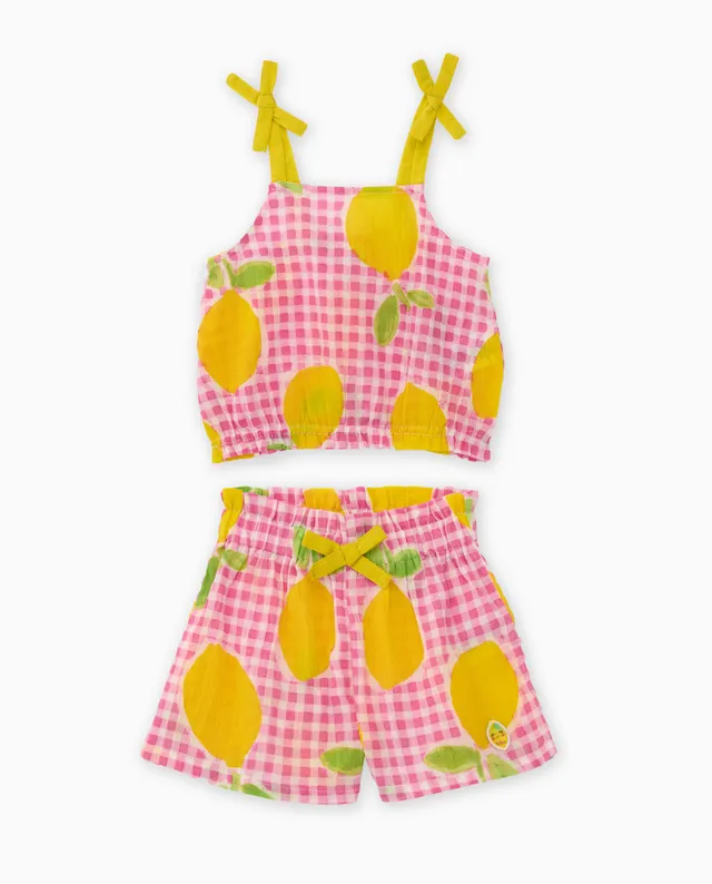 Tuc Tuc completo bambina top e shorts rosa limoni