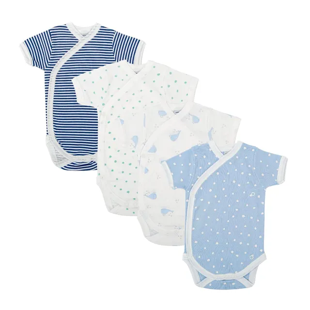Babidu Set 4 Body Incrociati Manica Corta Cotone Traspirante