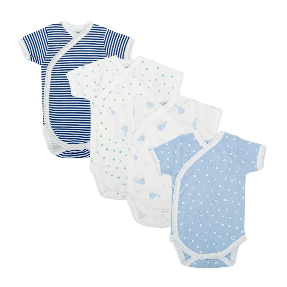 Babidu Set 4 Body Incrociati Manica Corta Cotone Traspirante