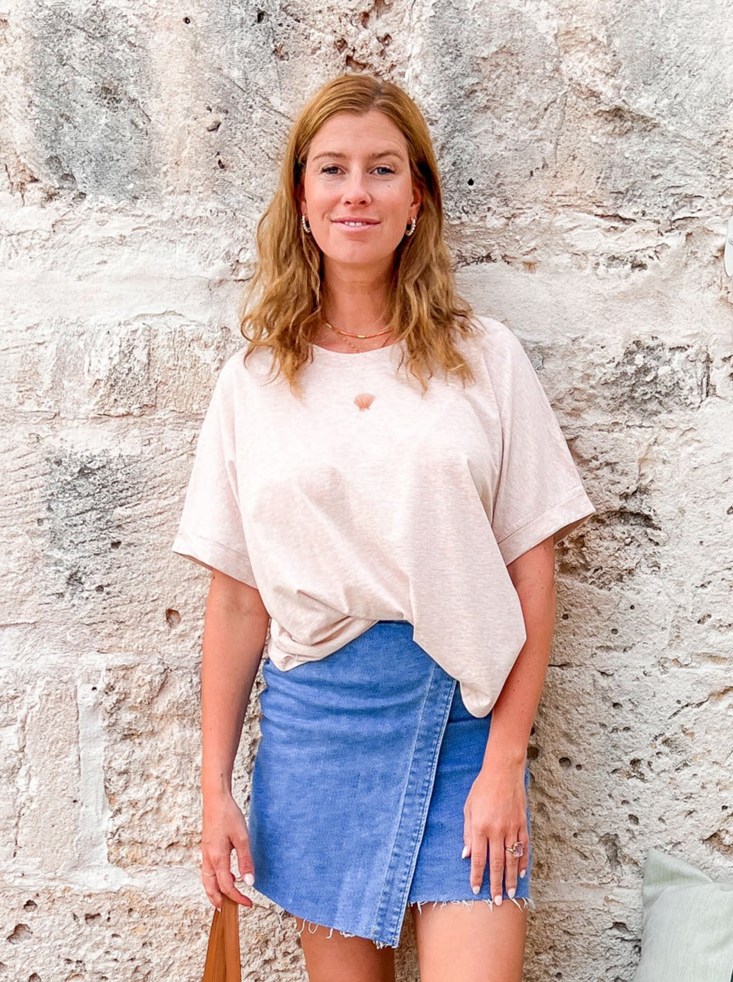 Ella and Rapha Seashell maglietta donna beige arcobaleno