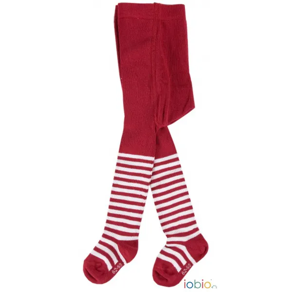 Popolini calzamaglia righe rosse ecru cotone bio