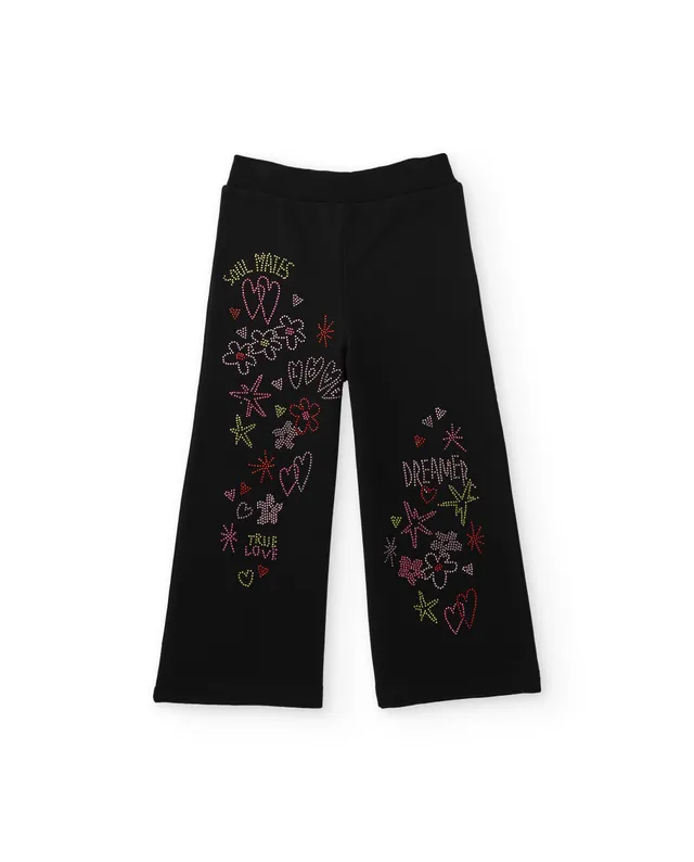 Tuc Tuc Imaginarium pantaloni felpa bambina neri fiori