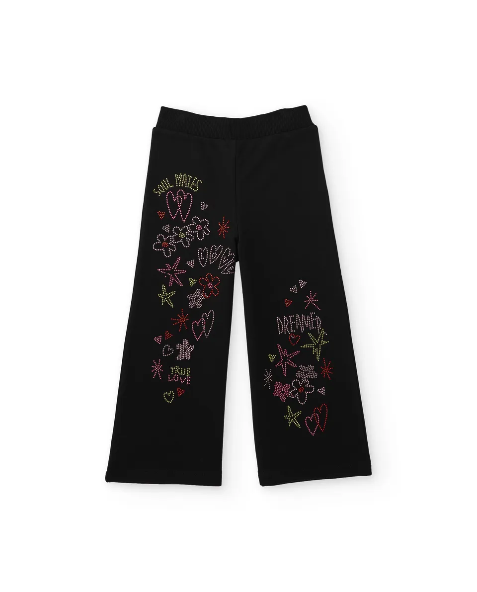 Tuc Tuc Imaginarium pantaloni felpa bambina neri fiori