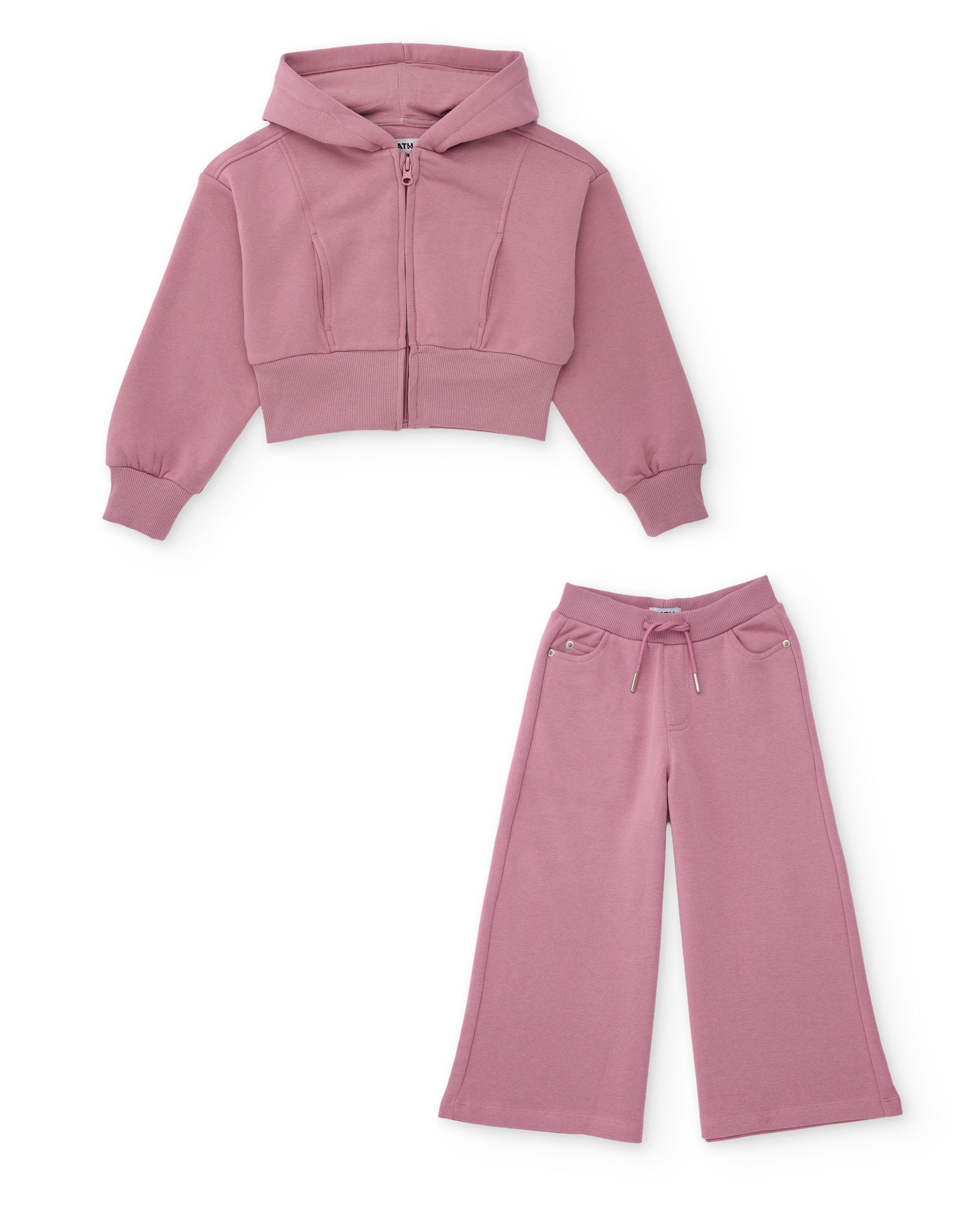 Tuc Tuc Completo Felpa Crop Pantaloni Bambina Rosa cappuccio