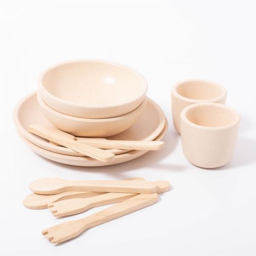 PlanToys Natural servizio tavola legno 14 pezzi
