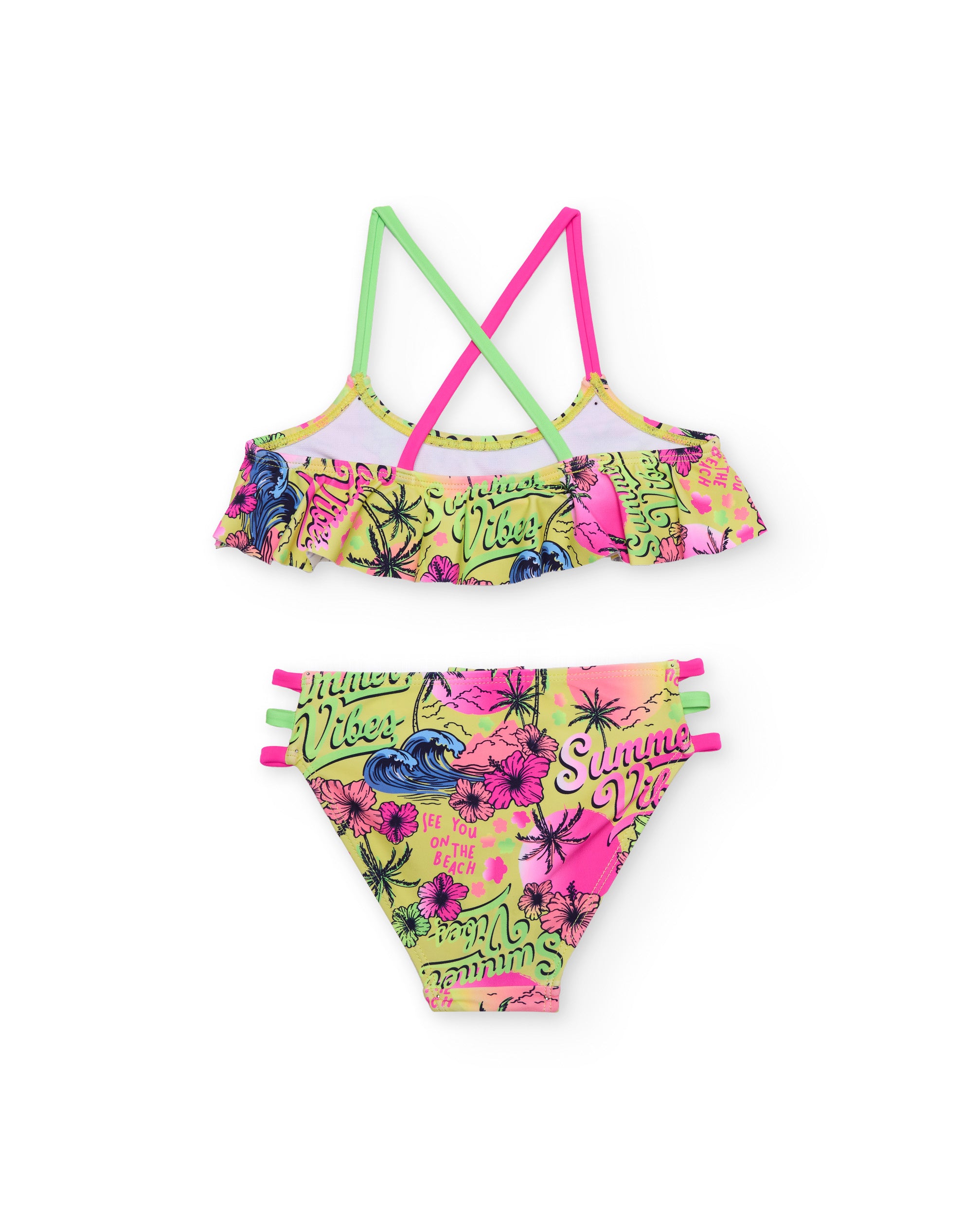Tuc Tuc Bikini Bambina Tropicale Giallo con Volant