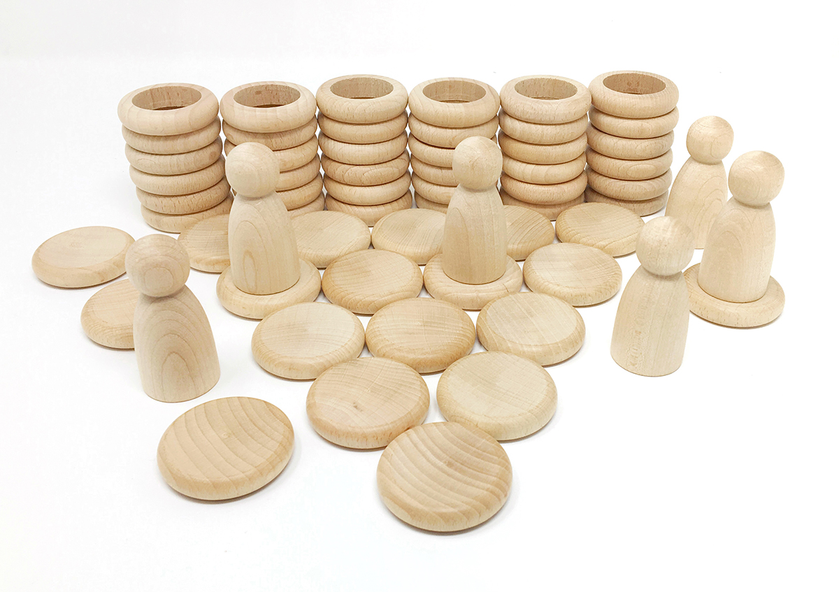 Grapat Nins monete anelli gioco legno naturale