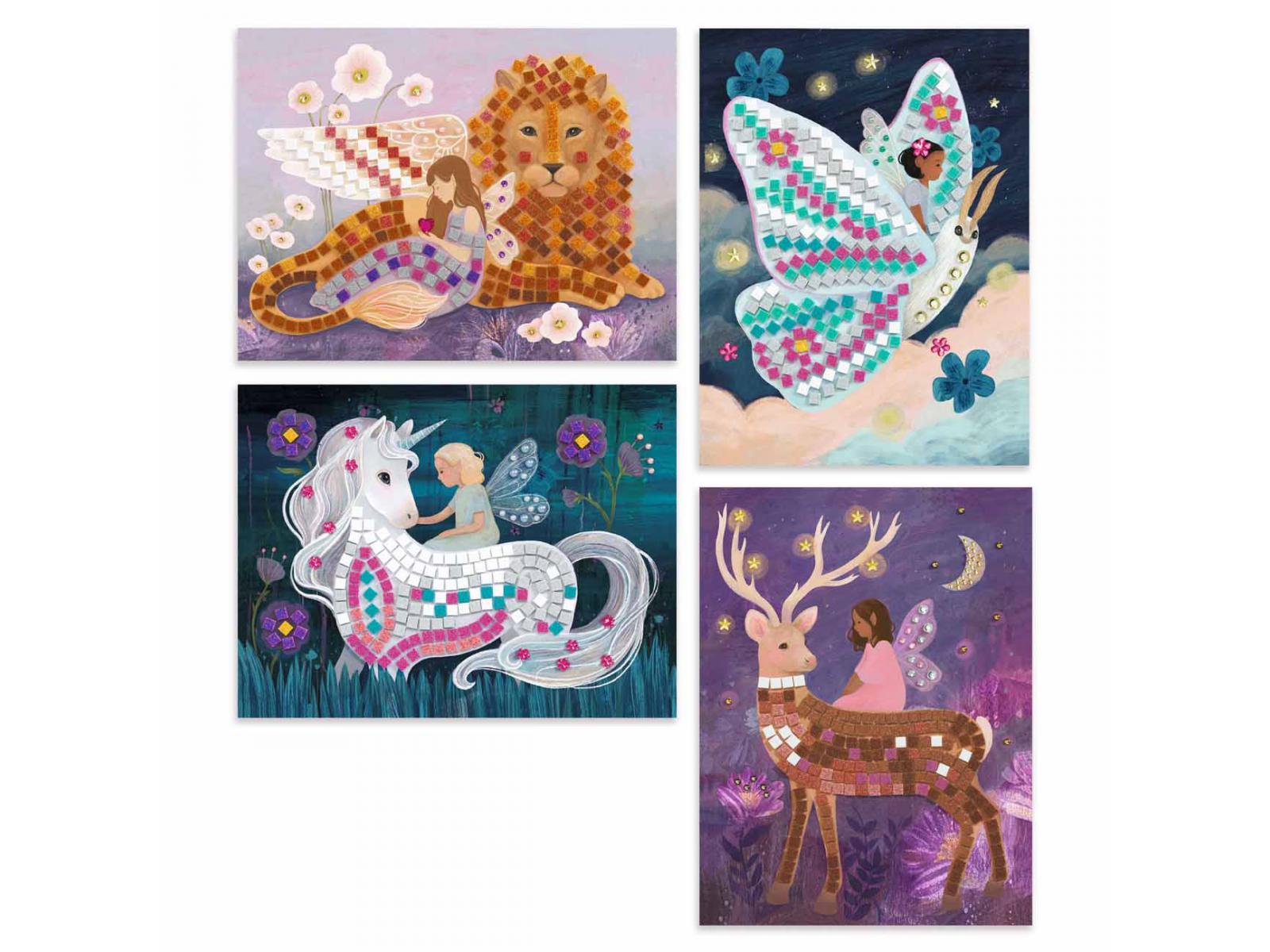 Djeco Mosaico Mondo incantato set artistico 4 quadri