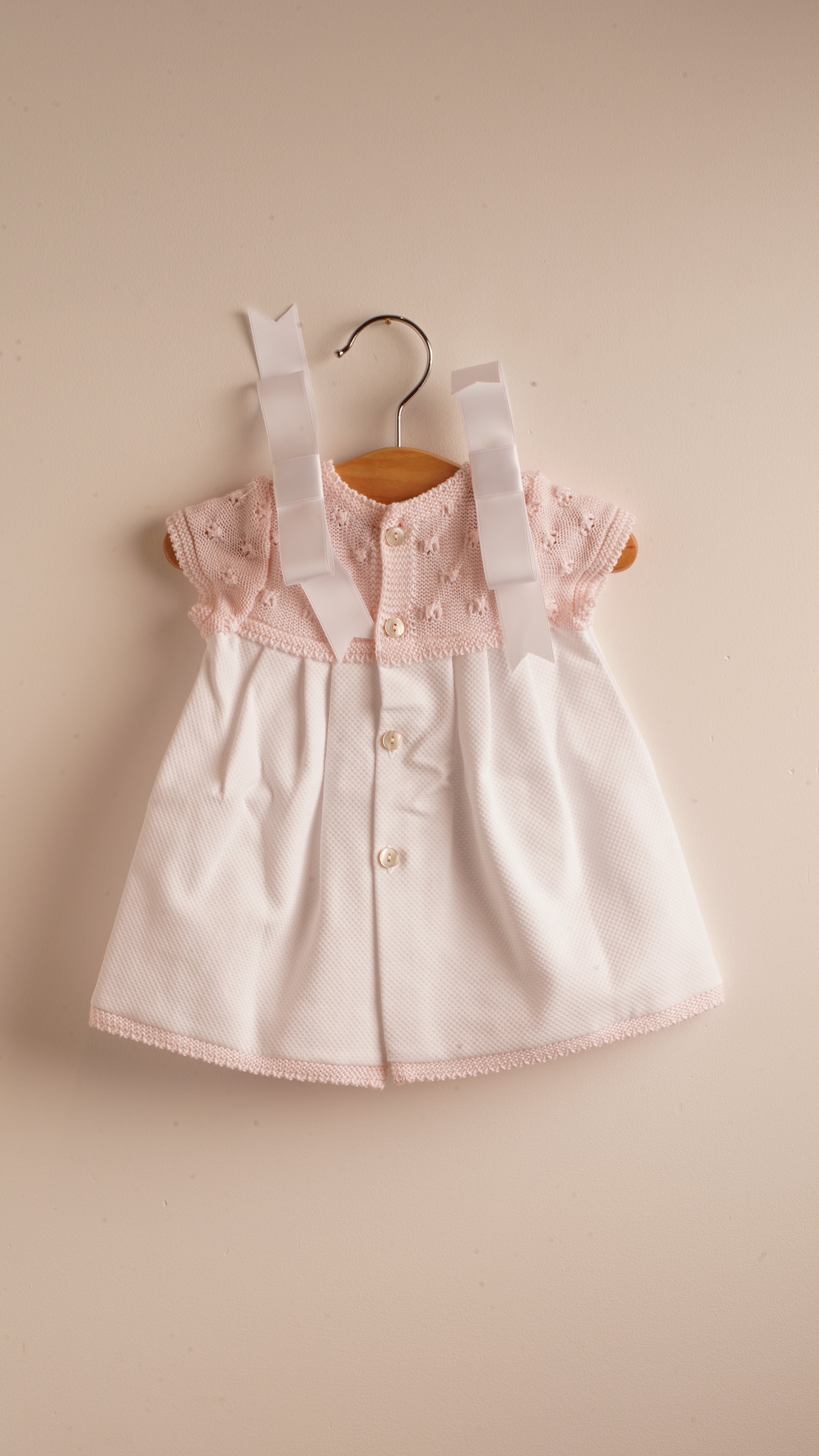 Mebi vestito neonata piqué rosa punto cotone