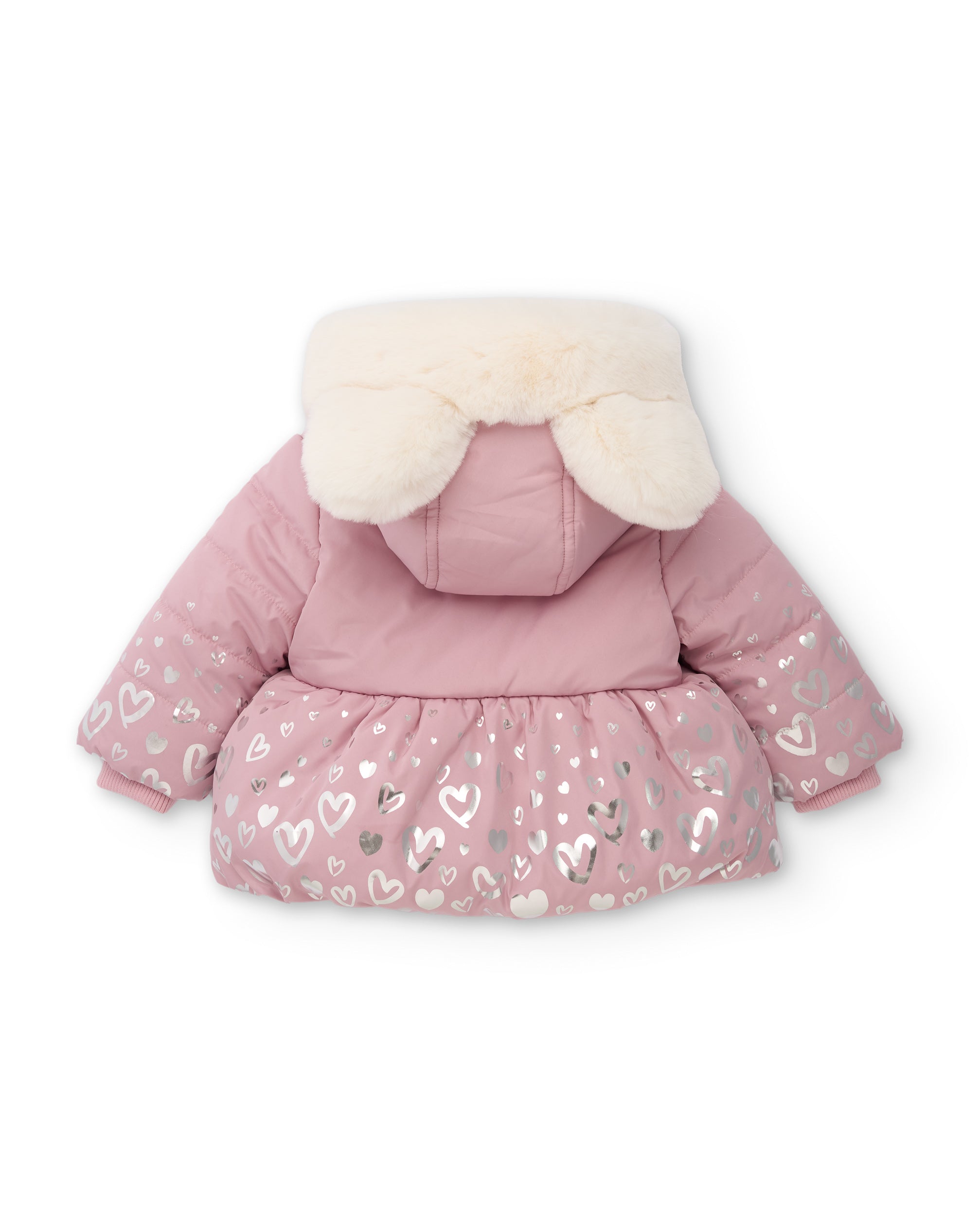 Tuc Tuc piumino bambina rosa cappuccio pelliccia cuori