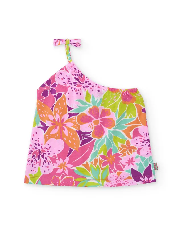 Tuc Tuc top bambina asimmetrico rosa fiori