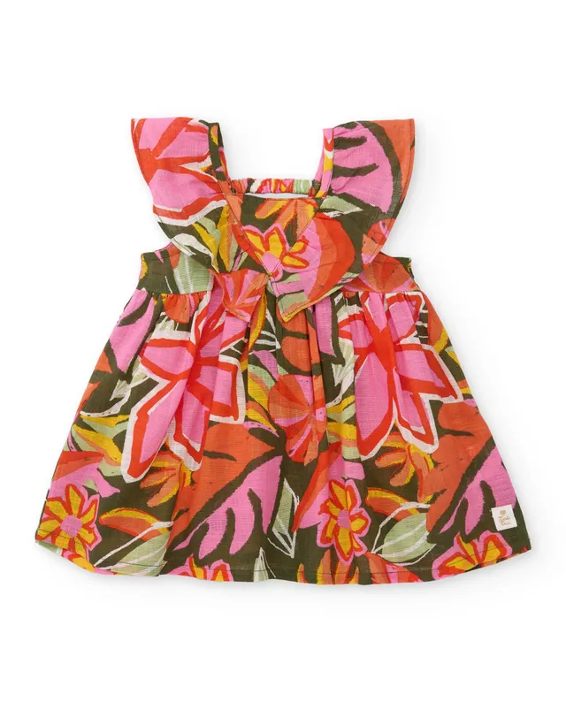 Tuc Tuc vestito bambina arancione fiori smanicato