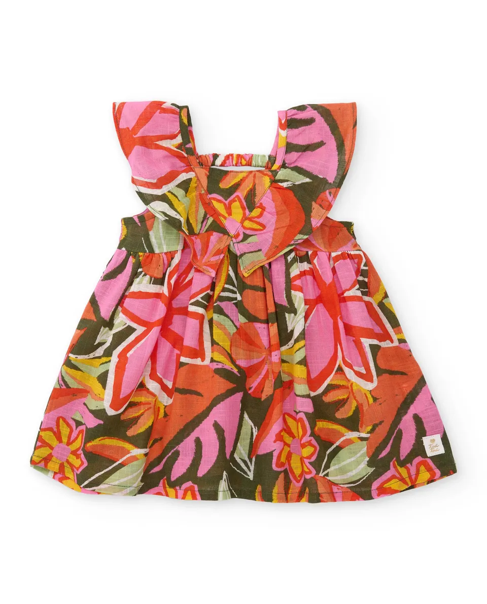 Tuc Tuc vestito bambina arancione fiori smanicato