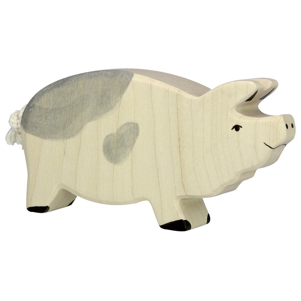 Holztiger Maiale Pezzato figura legno dipinta a mano