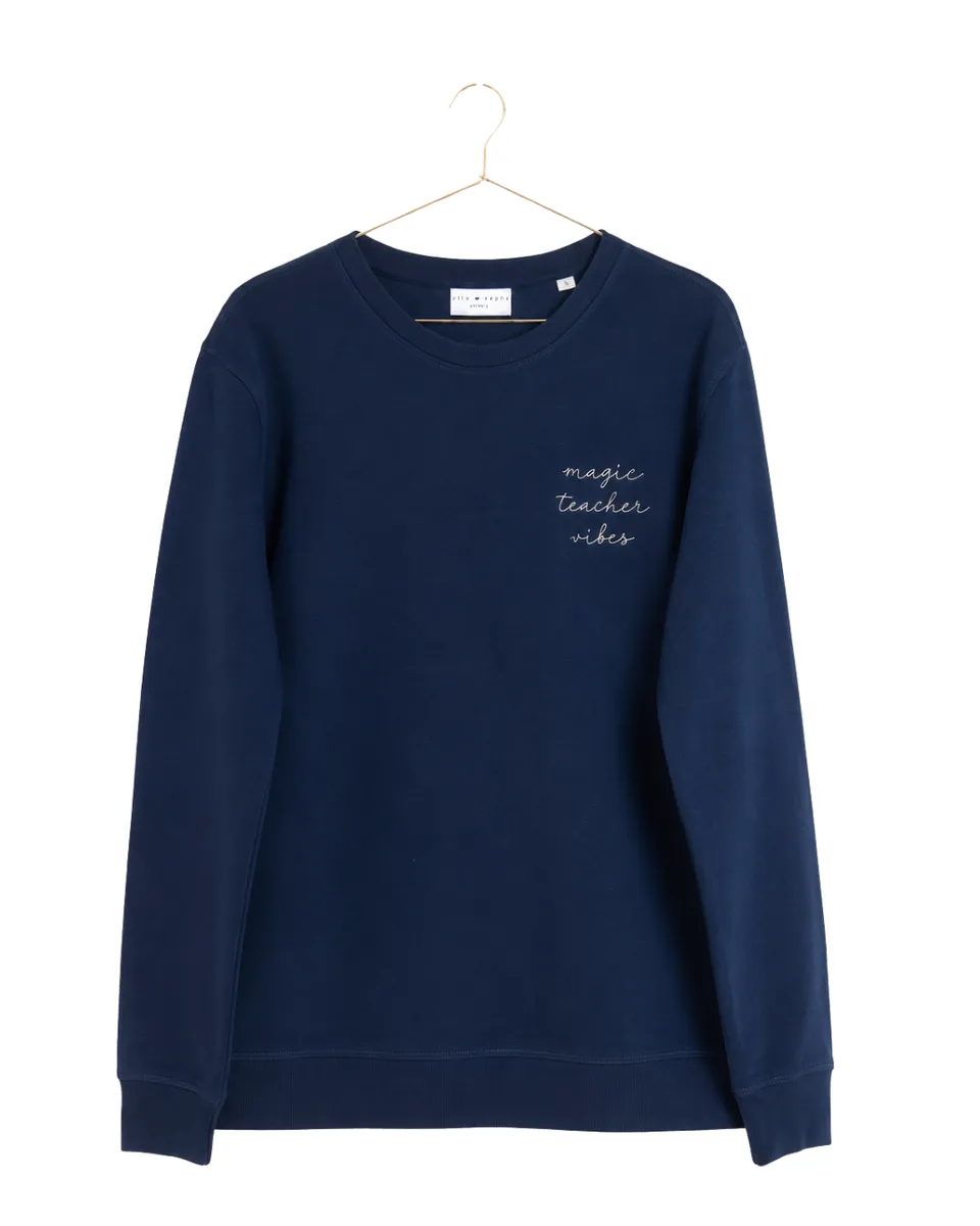 Ella and Rapha Magic Teacher Vibes felpa blu cotone