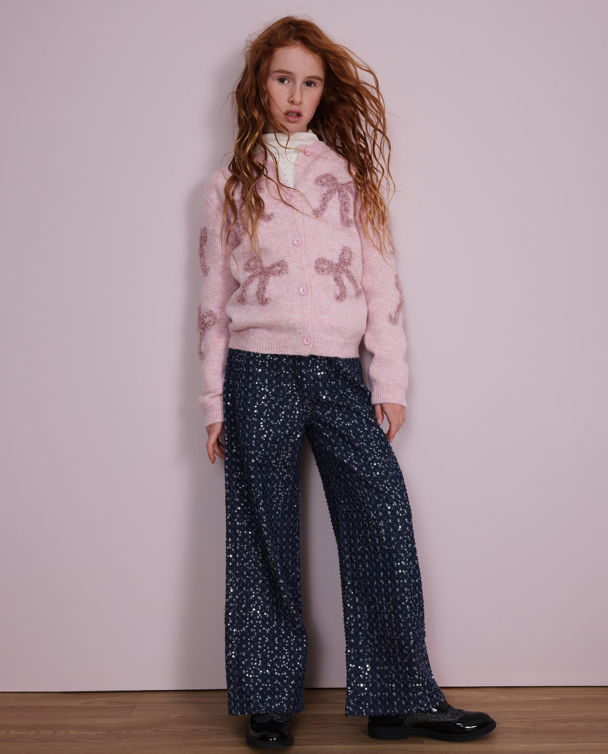 Tuc Tuc jeans bambina palazzo blu paillettes