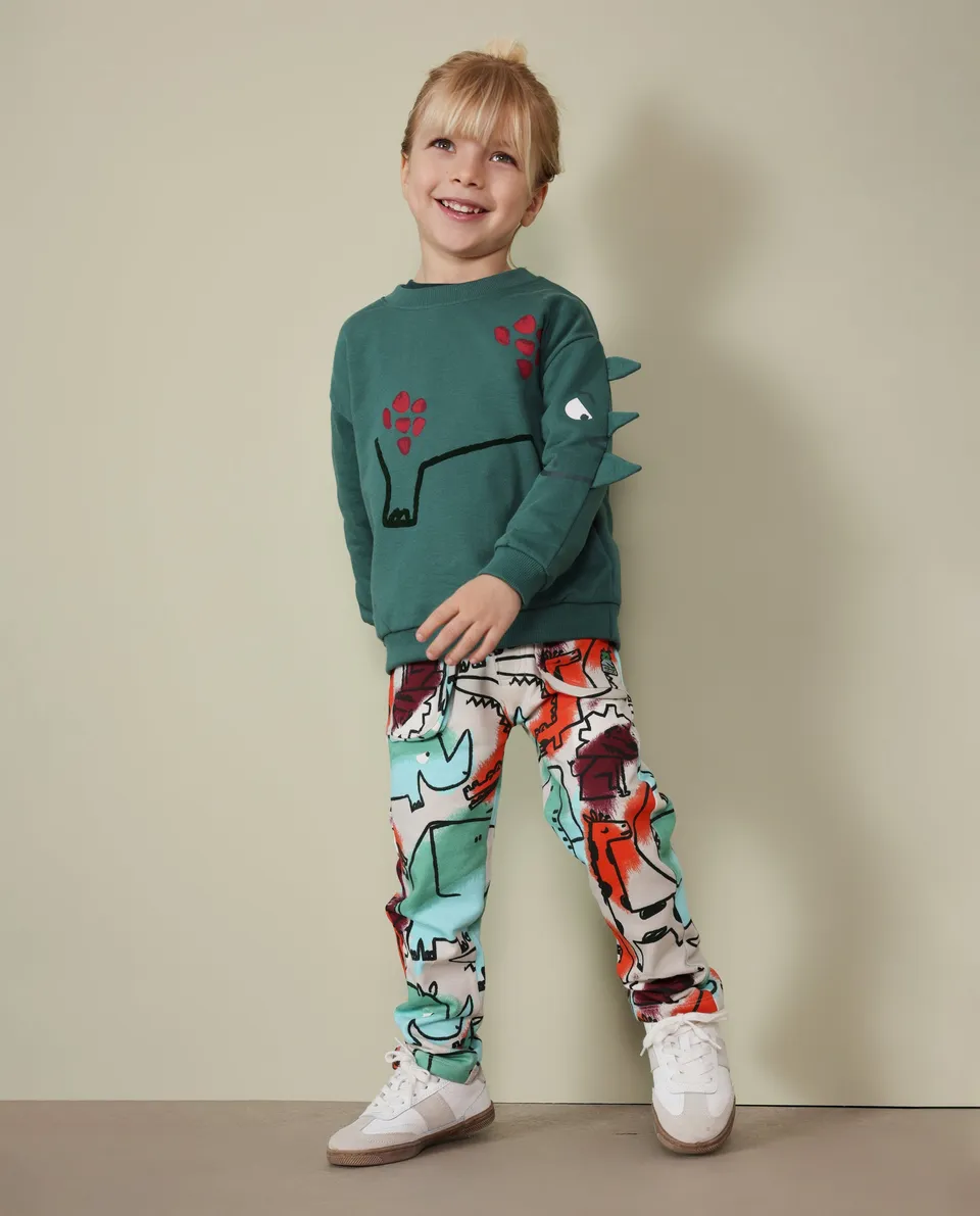 Tuc Tuc pantaloni bambino felpati crudo stampa savana