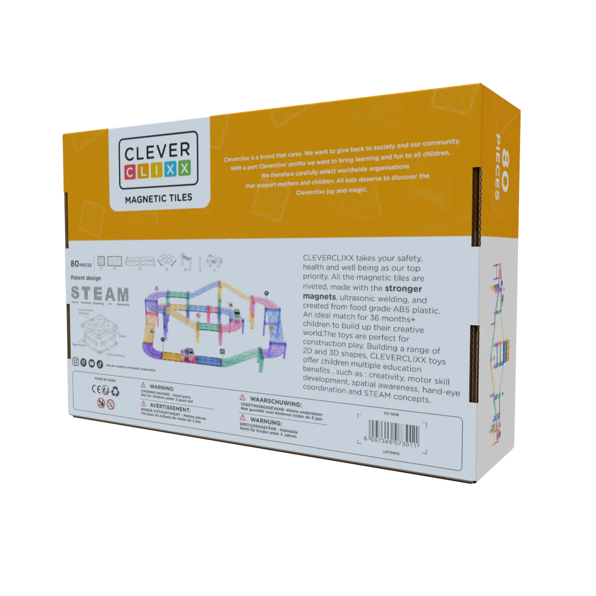 Cleverclixx Race Track Pastel pista magnetica 80 pezzi