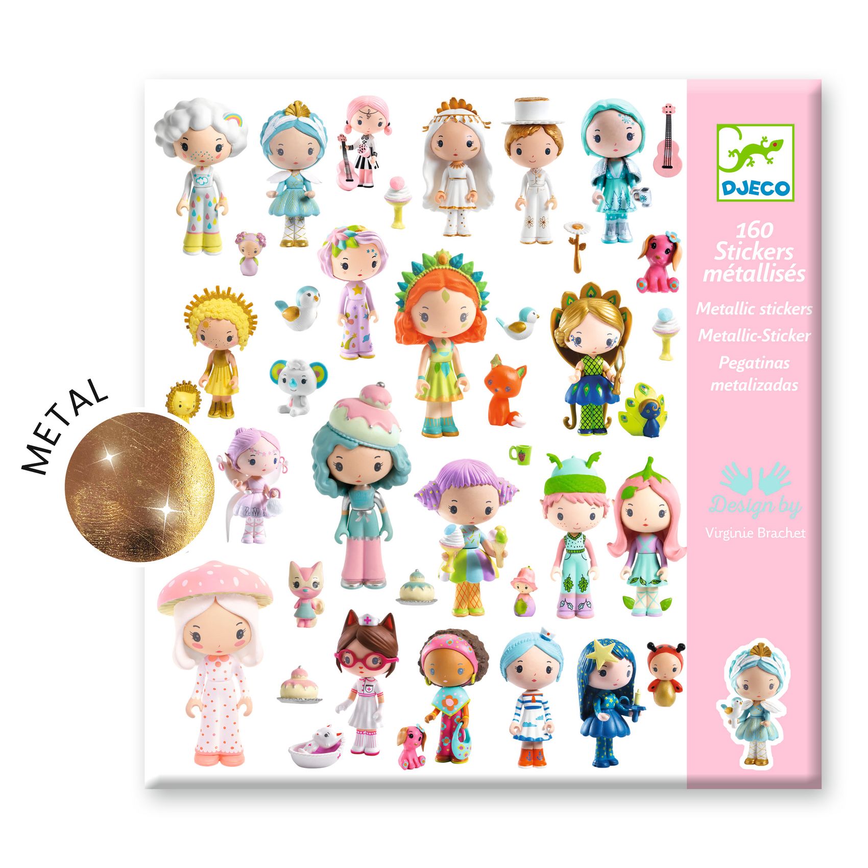 Djeco Tinyly 160 Stickers adesivi metallizzati