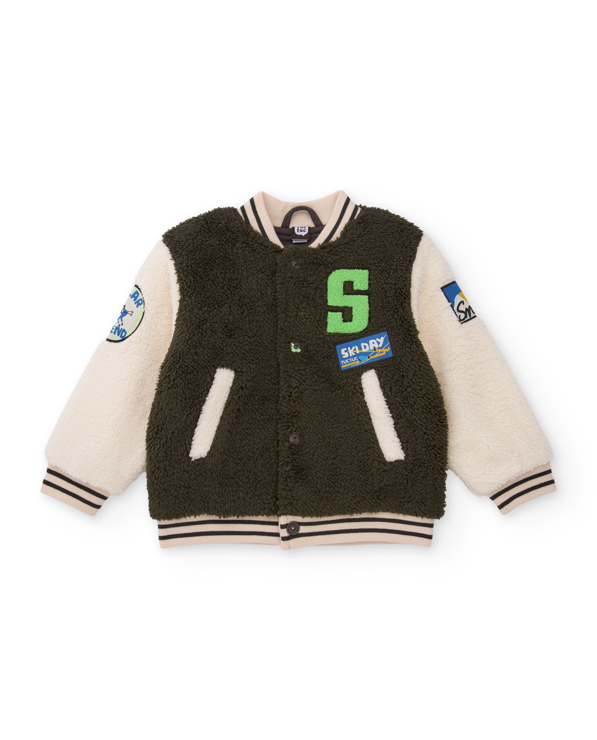 Tuc tuc Polar Friends giacca bimbo verde oliva patch lana