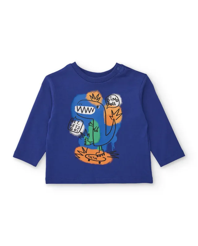 Tuc tuc maglia bambino dinosauro blu manica lunga